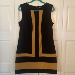 Allen B. By Allen Schwartz Black and Yellow Sheath Dress